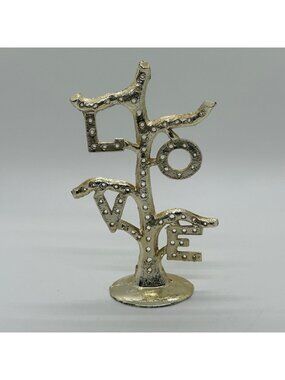 Earring Tree 1960s Torino Gold-tone LOVE Tree Figurine Gold-tone Display Vintage
